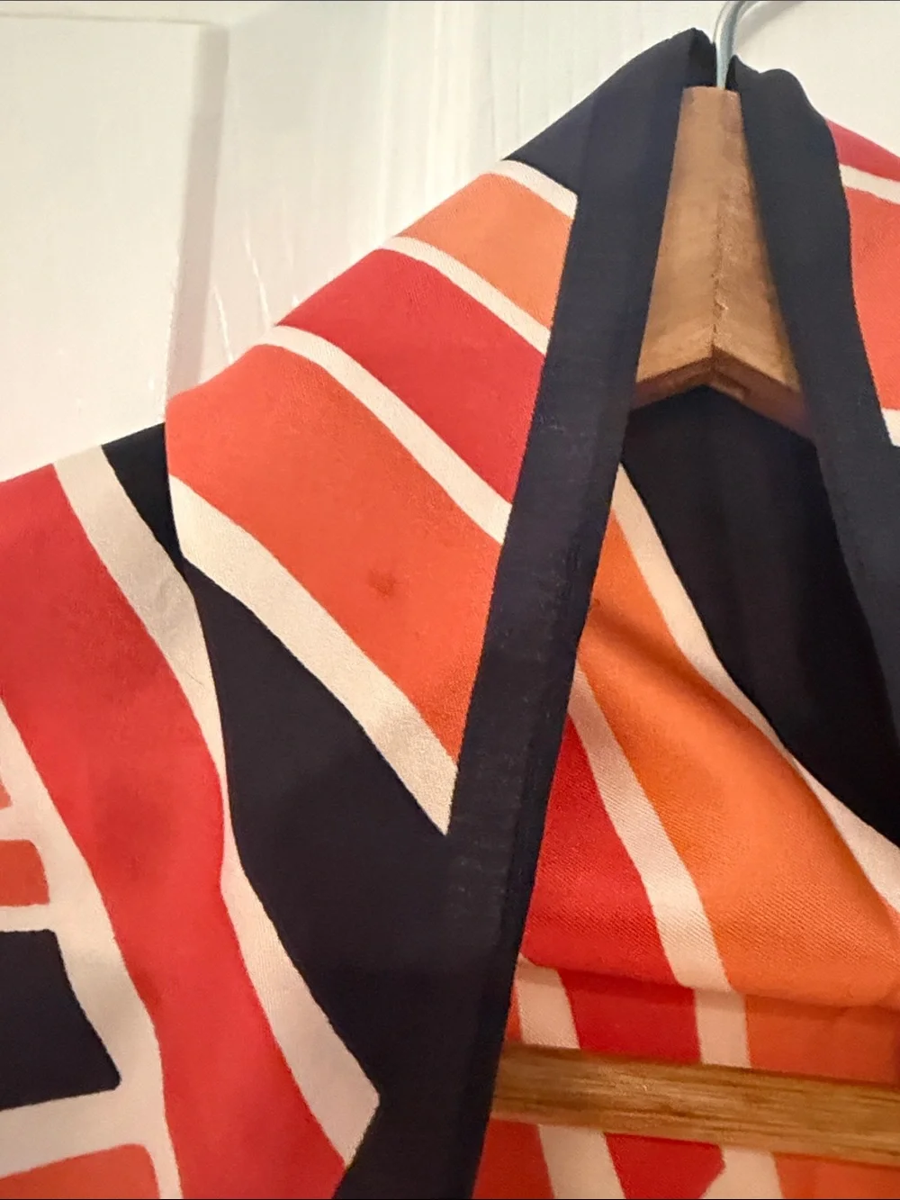 Banana Republic Orange & Black Striped Silk Scarf